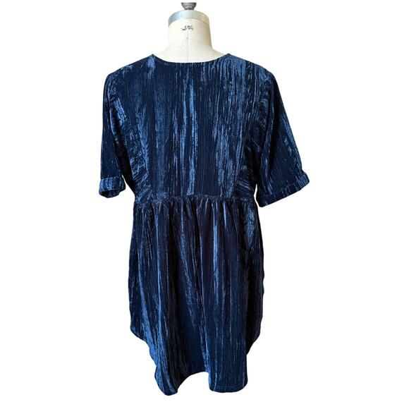 natural life Mini Dress in Blue Crushed Velvet Size XS/ Small - Picture 4 of 7